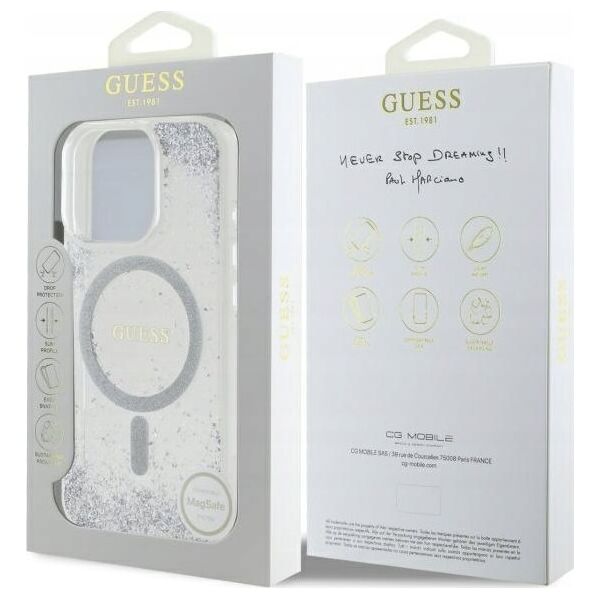 Guess GUHMP16LRGRGES iPhone 16 Pro 6.3" silver/silver hardcase Resin Gradient Glitter MagSafe