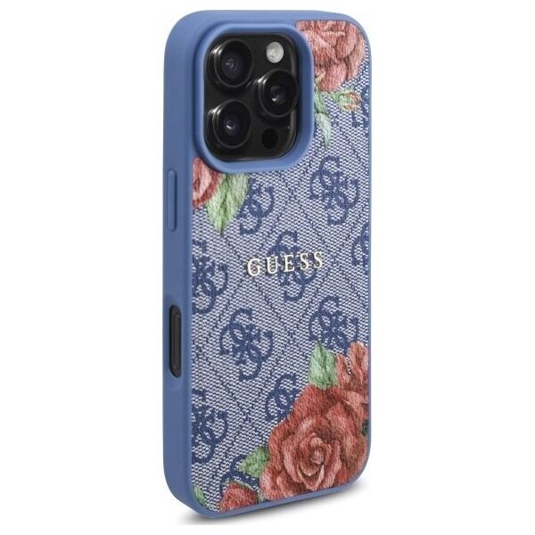 Guess GUHMP16XP4ROPEMCB iPhone 16 Pro Max 6.9" blue/blue hardcase 4G Flowers Print MagSafe