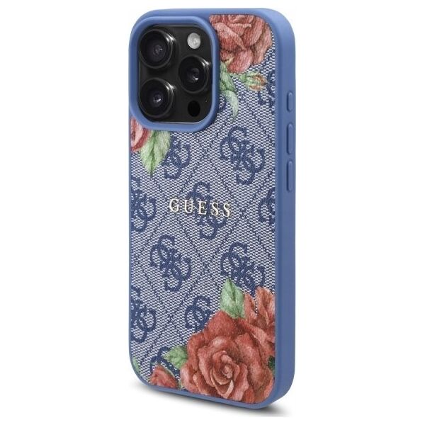 Guess GUHMP16LP4ROPEMCB iPhone 16 Pro 6.3" blue/blue hardcase 4G Flowers Print MagSafe