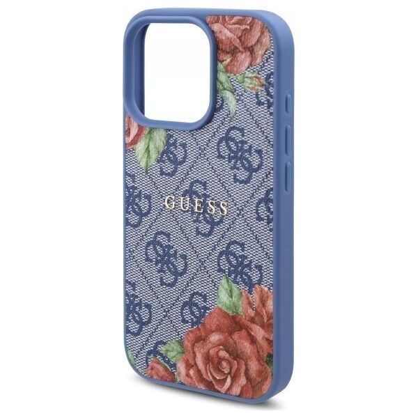 Guess GUHMP16LP4ROPEMCB iPhone 16 Pro 6.3" blue/blue hardcase 4G Flowers Print MagSafe
