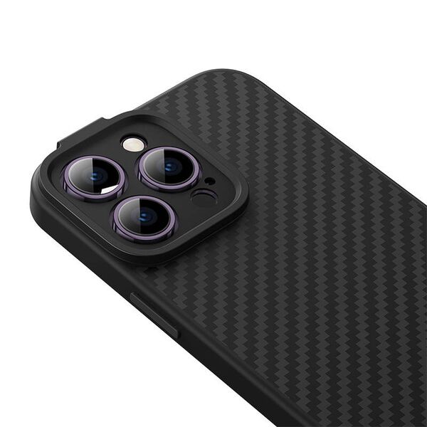 Baseus Synthetic Fiber Series Apple iPhone 14 Pro (black) + tempered glass + cleaner kit