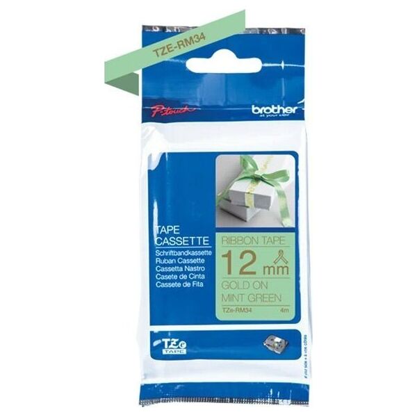 Brother BROTHER P-Touch 12mm mint green/gold ribbon tape