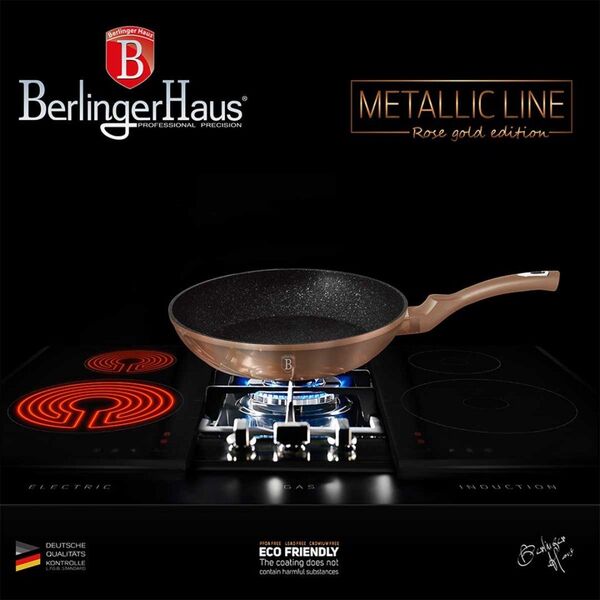 Patelnia Berlinger Haus zestaw Metallic Line Rose Gold Edition 20 24 28cm