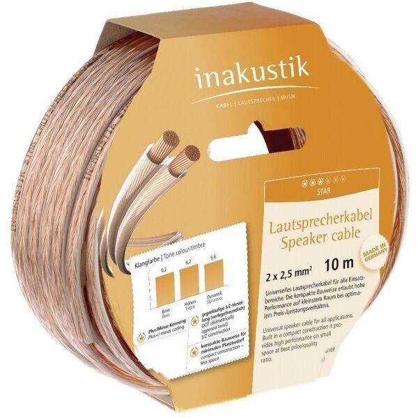 Przewód Inakustik Głośnikowy, 10, Przezroczysty (003022010)
