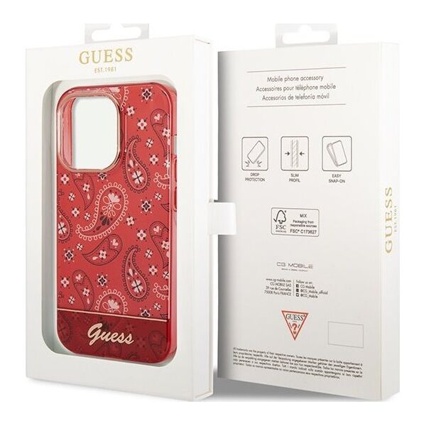 Guess Etui Guess GUHCP14LHGBNHR Apple iPhone 14 Pro czerwony/red hardcase Bandana Paisley
