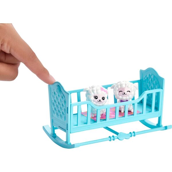 Lalka Barbie Barbie LALKA BARBIE SKIPPER Z WÓZKIEM I BOBASAMI OWIECZKI Wózek HLC29 Dreamtopia