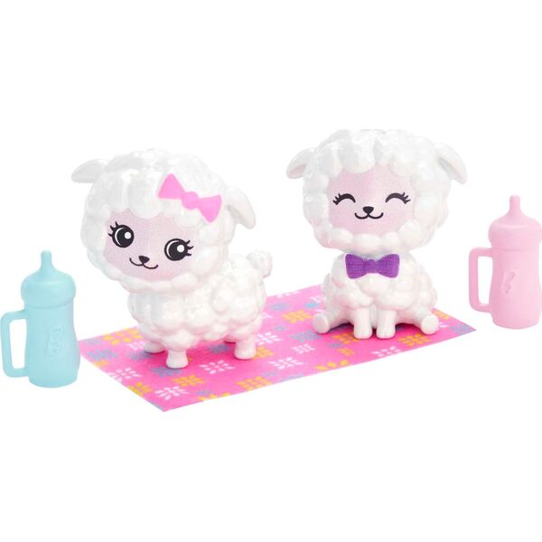 Lalka Barbie Barbie LALKA BARBIE SKIPPER Z WÓZKIEM I BOBASAMI OWIECZKI Wózek HLC29 Dreamtopia