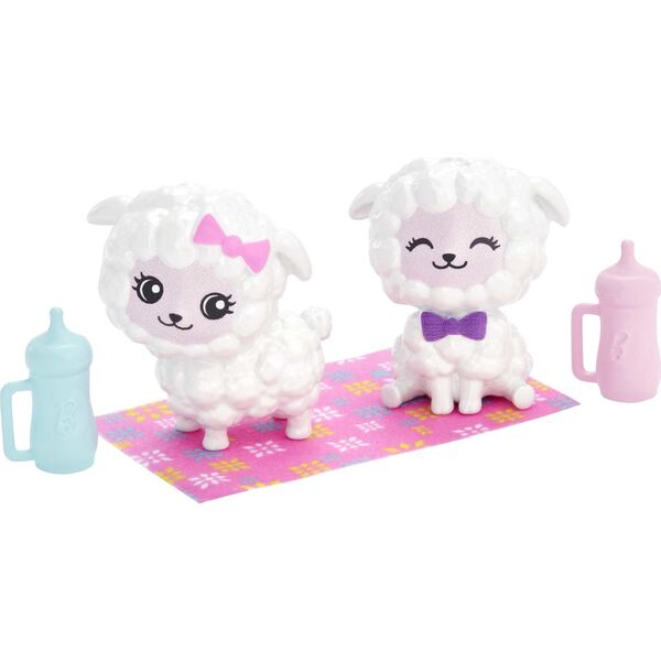 Lalka Barbie Barbie LALKA BARBIE SKIPPER Z WÓZKIEM I BOBASAMI OWIECZKI Wózek HLC29 Dreamtopia