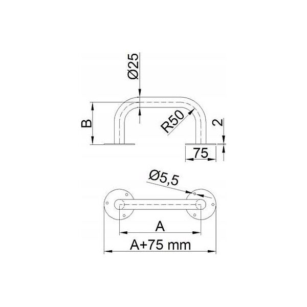 UP-3 / CORRADOMED / UCHWYT PROSTY BIAŁY 300MM FI25
