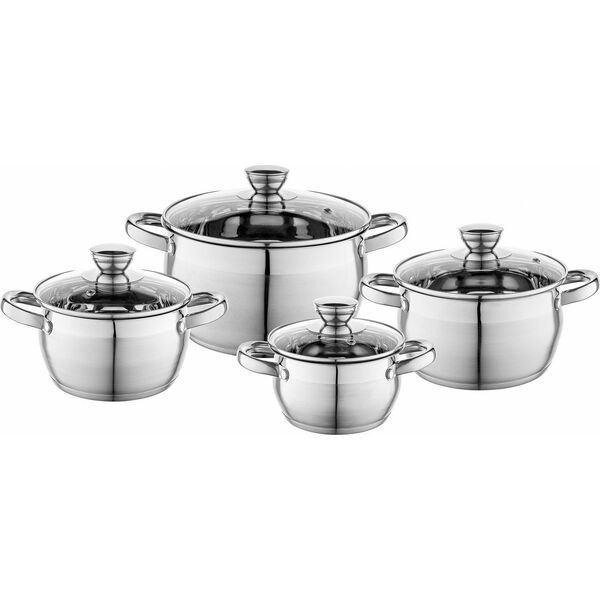 Florina ZESTAW GARNKÓW OLIVER INOX 8 CZ. (1,3L 1,8L 2,5L 4,5L +POKRYWKI)