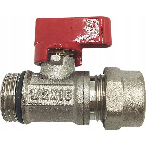Hydroland Z.KUL.PEX.CZ ZAWÓR KULOWY Z DŁAWIKIEM MINI PEX 1/2GZX16X1/2" CZERWONY // PX-ZKW-MINI-PEX-C