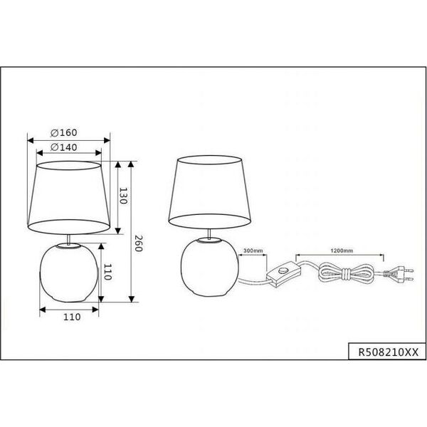 Lampa stołowa lampa stołowa Sophia 26 x 16 cm E14 ceramiczna 40W niebieska