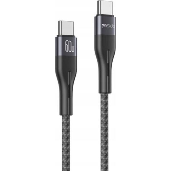 Kabel USB Yesido yesido Kabel CA156 PD 60W Type-C/Type-C 1m 3A, BLACK / CZARNY