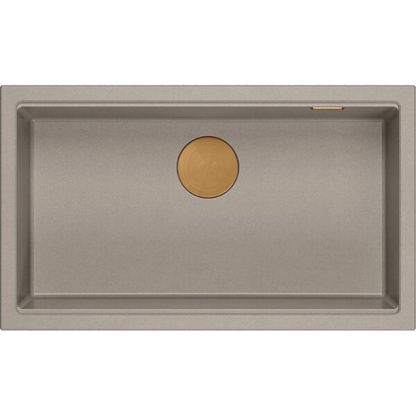 Zlewozmywak GraniteQ LOGAN 110 GraniteQ zlewozmywak soft taupe 76x44x23,5 cm 1-komorowy podwieszany z syfonem manualnym miedziany