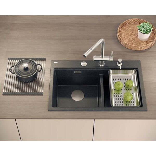 Zlewozmywak GraniteQ MARC 120 WORKSTATION GraniteQ zlewozmywak 2-komorowy 760*500*235 mm silver stone + syfon push to open + dozownik stal szcz.+ wkładka ociekowa+ Qmata +