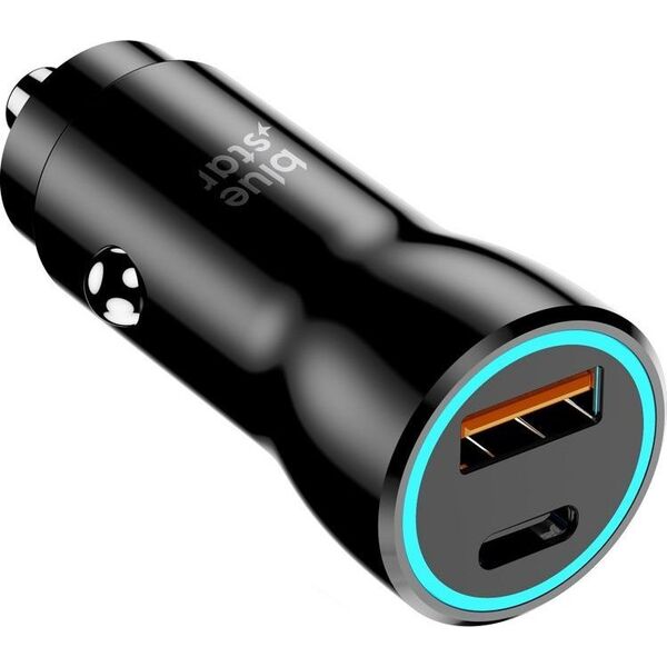 Ładowarka Blue Star BLUE STAR ładowarka samochodowa 3A 25W Typ C + USB A PD QC3.0 AFC PPS czarna
