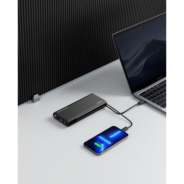 Powerbank Veger VEGER powerbank 25 000 mAh z wbudowanymi kablami Typ C / Lightning PD 130W TCE130 (W2503) czarny