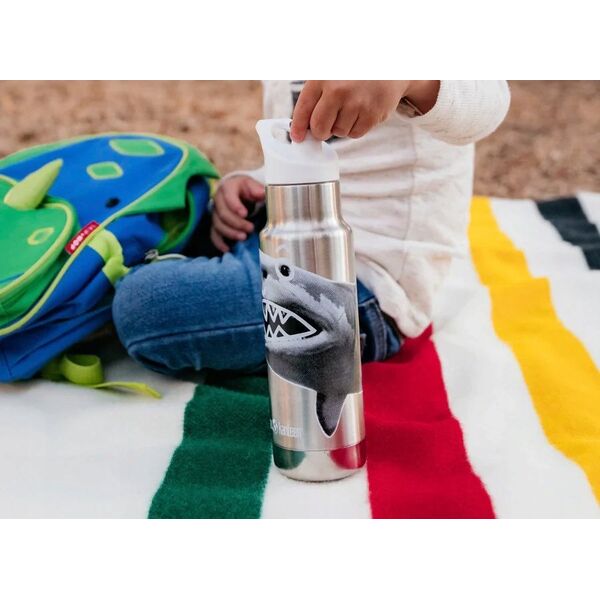 Klean Kanteen Kid Kanteen Classic Narrow VI (Sport Cap), 355ml, Mr. Shark