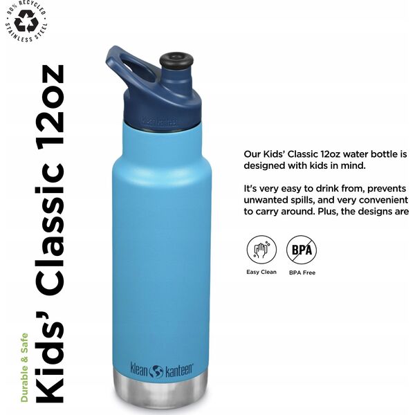 Klean Kanteen Kid Kanteen Classic Narrow VI (Sport Cap), 355ml, Hawaian Ocean