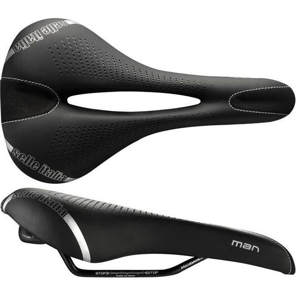 Selle Italia Siodło SELLE ITALIA MAN GEL FLOW L (id match - L2) Manganese Tube 7, fibra-tek, 310g czarne (NEW)