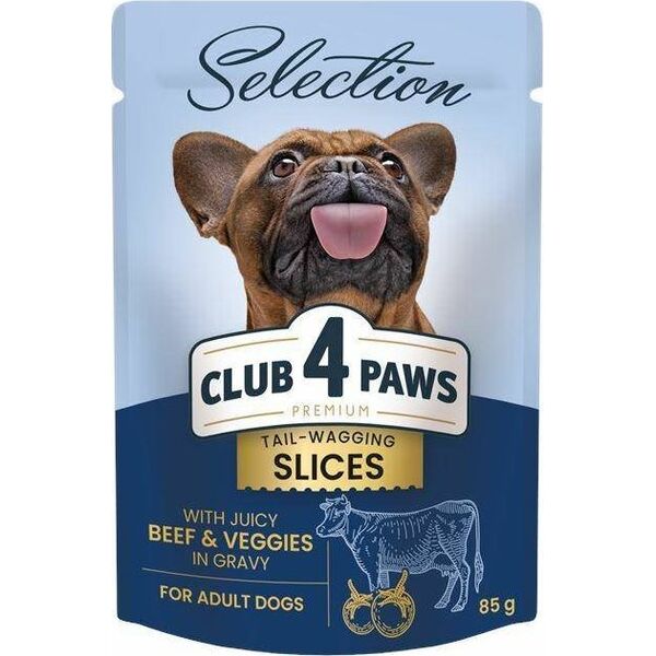 Club 4 Paws Club4Ł Pies Saszetka 85g Plastry Wołowina Warzywa