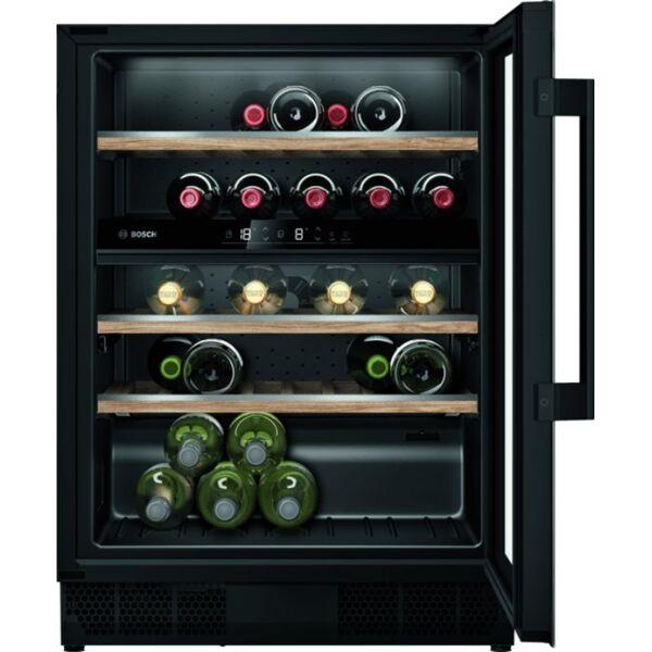 Chłodziarka do wina Bosch Bosch Serie 6 KUW21AHG0, Built-in, 44 bottle(s), 60 W, G, Interior light, Black