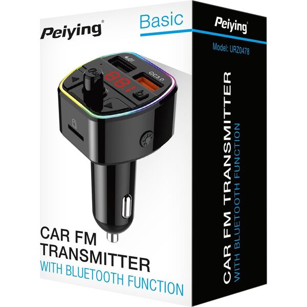Transmiter FM PeiYing Transmiter samochodowy FM z funkcją bluetooth