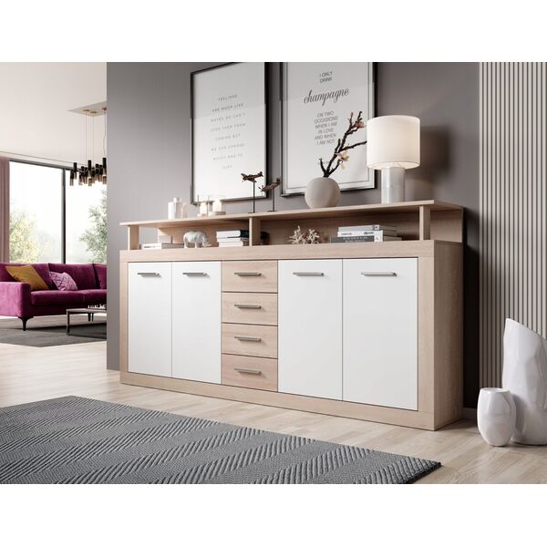 Vivaldi Meble XXL/LUNA KOMODA 4D4S DĄB SONOMA/BIAŁY