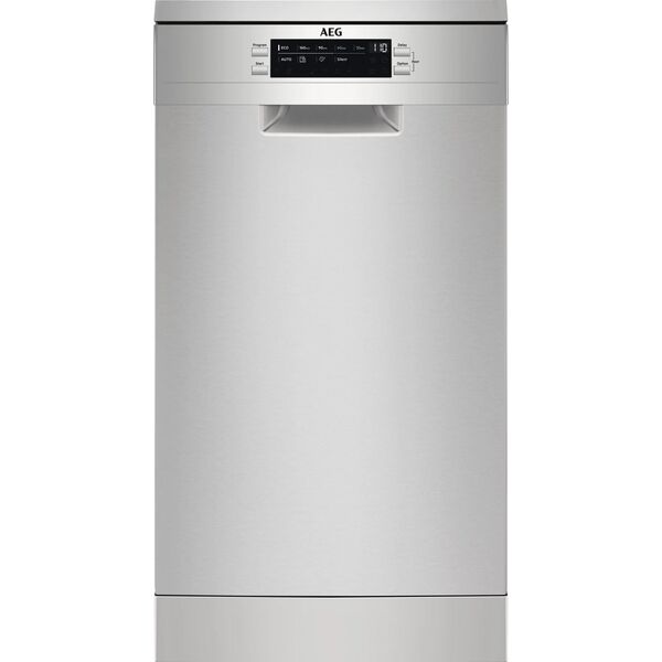 Zmywarka AEG 45 cm pločio ner.plieno spalvos indaplovė AEG FFB62427ZM