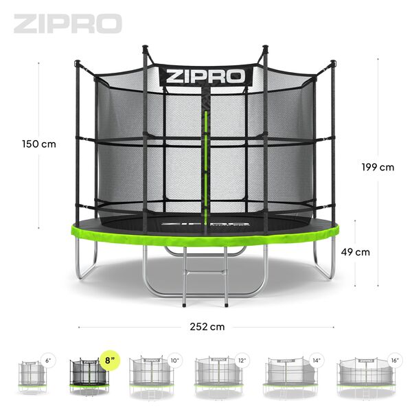 Trampolina ogrodowa Zipro Jump Pro z siatką wewnętrzną 8FT 252cm