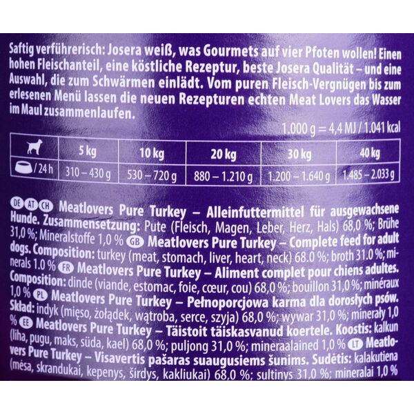 Josera Meatlovers Pure Indyk karma mokra dla psów 400g