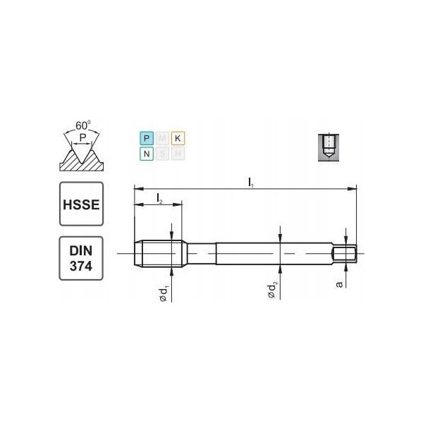 Fanar GWINTOWNIK M 8x1 DIN-374C R40 (6H) HSSE 800