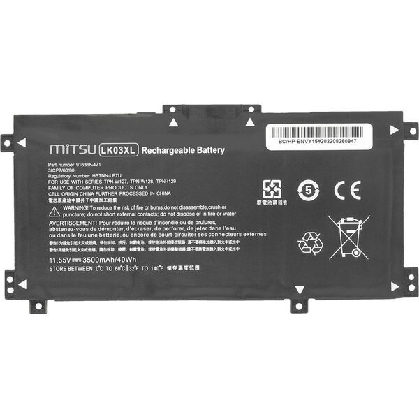 Bateria Mitsu Bateria LK03XL do HP X360 15-BP BQ CN 17-AE BW CE