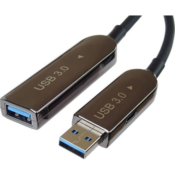 Kabel USB PremiumCord USB-A - USB-A 10 m Czarny (ku3fiber10)