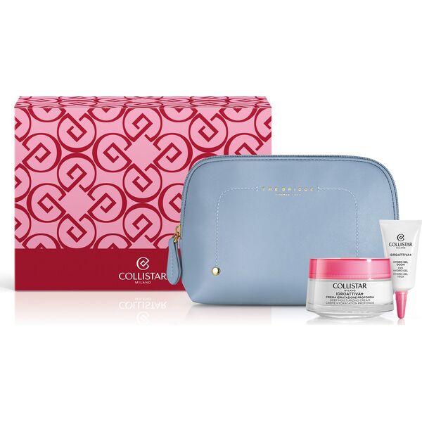 COLLISTAR_SET Idroattiva+ Deep Moisturizing krem pod oczy 5ml + krem do twarzy 50ml + kosmetyczka