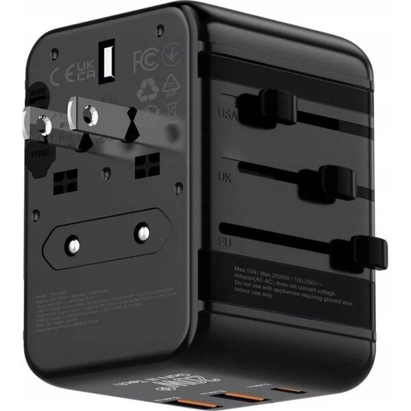 Przejściówka Wtyczka Gniazdo Adapter Podróżny USA UK EU 2x USB 1x USB-C 20W