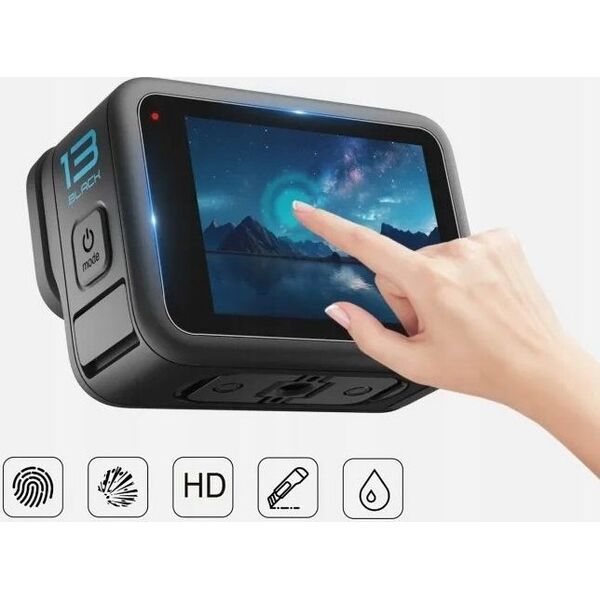 Osłona Ochronna Szkło Hartowane na Obiektyw 2x Ekran do GoPro HERO 13 Black / PU954T