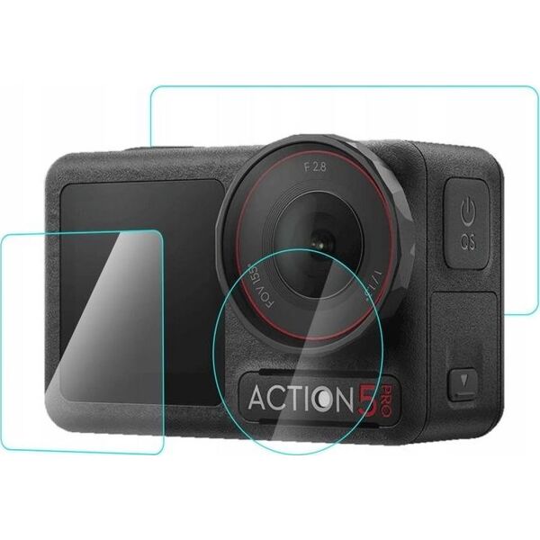 Zestaw Osłona Szkło Hartowane na 2x Ekran + Obiektyw DJI Osmo Action 5 Pro / PU958T