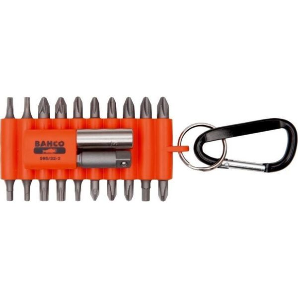Bahco Antgaliukų rinkinys PH+PZ+TORX+HEX+2 laikikliai, 22vnt. su karabinu lanksčiojo plastiko dėkle, Bahco