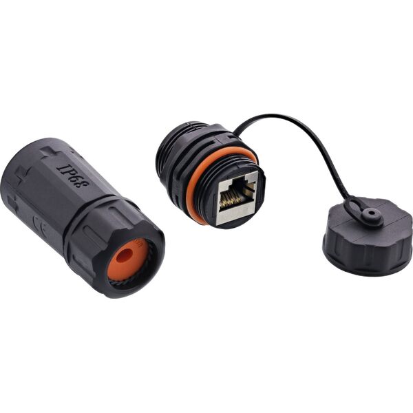 InLine InLine® Patch cable connector set Cat.6A, waterproof IP68, connector for industrial applications, with dust cap