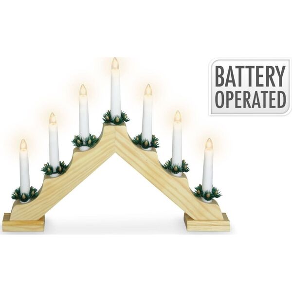 vidaXL Ambiance Świecznik adwentowy, 7 lampek LED, naturalny