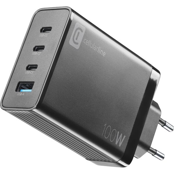 Ładowarka Cellular Line Cellularline Multipower Nano 100W Reiselader 4 Port GaN Black