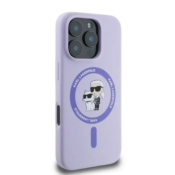 Case Karl Lagerfeld KLHMP16XSCMKCRHU Apple iPhone 16 Pro Max hardcase Silicone Karl&Choupette Heads Ring MagSafe purple