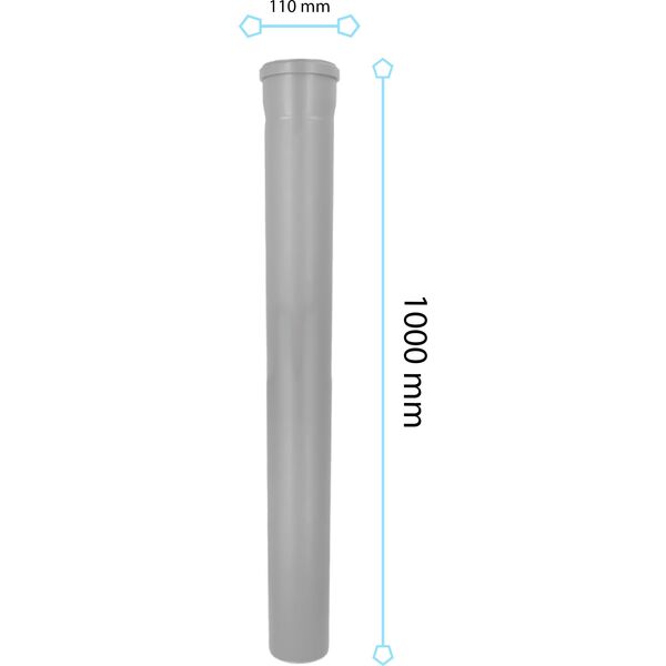 AQUER Rura kanalizacyjna PP 110X2,7X500mm Aquer R110/500 szara