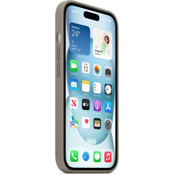 Apple Etui Apple silikonowe z MagSafe do iPhone 15 popielaty brąz