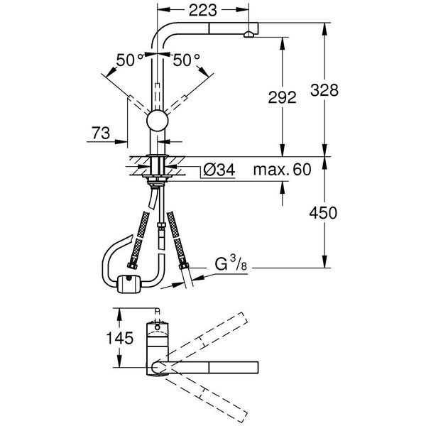 Bateria kuchenna Grohe Minta stojąca chrom (32168000)