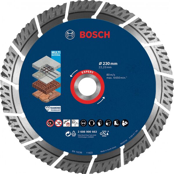 Bosch Diamentowa tarcza tnąca EXPERT MultiMaterial 230 x 22,23 x 2,4 x 15 mm