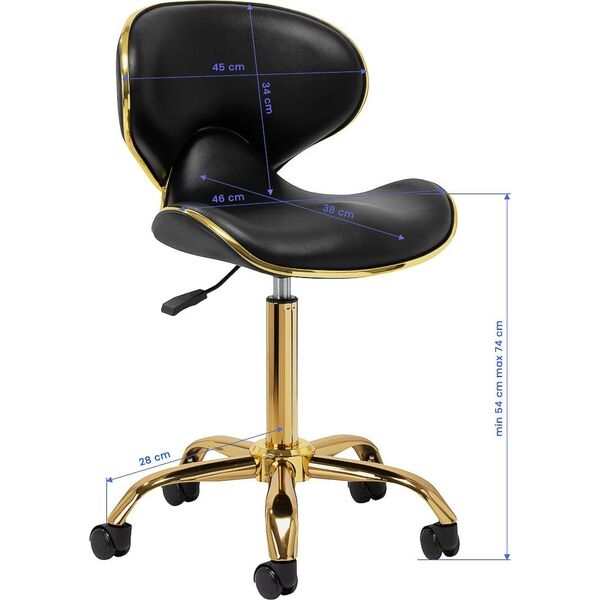 Gabbiano taboret kosmetyczny Q-4599G Złoto Czarny