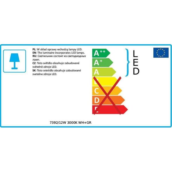 Lampa sufitowa Italux Moldes Big WH/GR Ceiling 3000K SLC7392/12W 3000K WH+GR