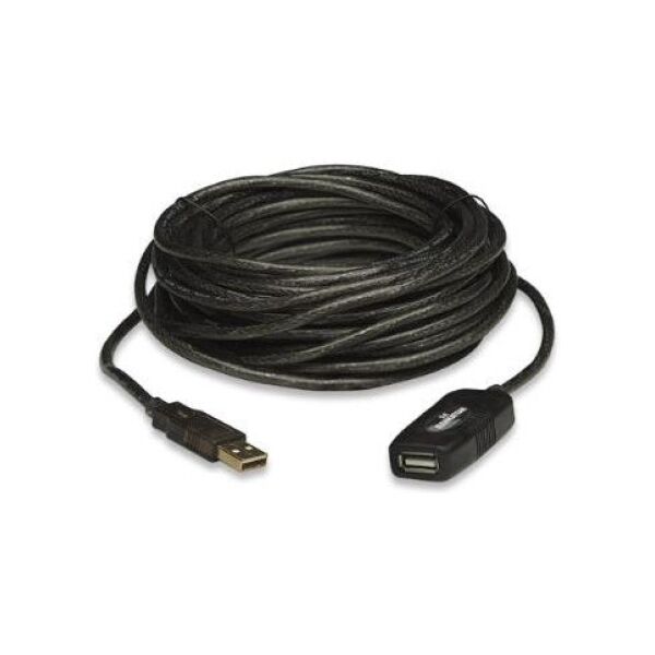 Kabel USB Manhattan USB-A - USB-A 20 m Czarny (150958)